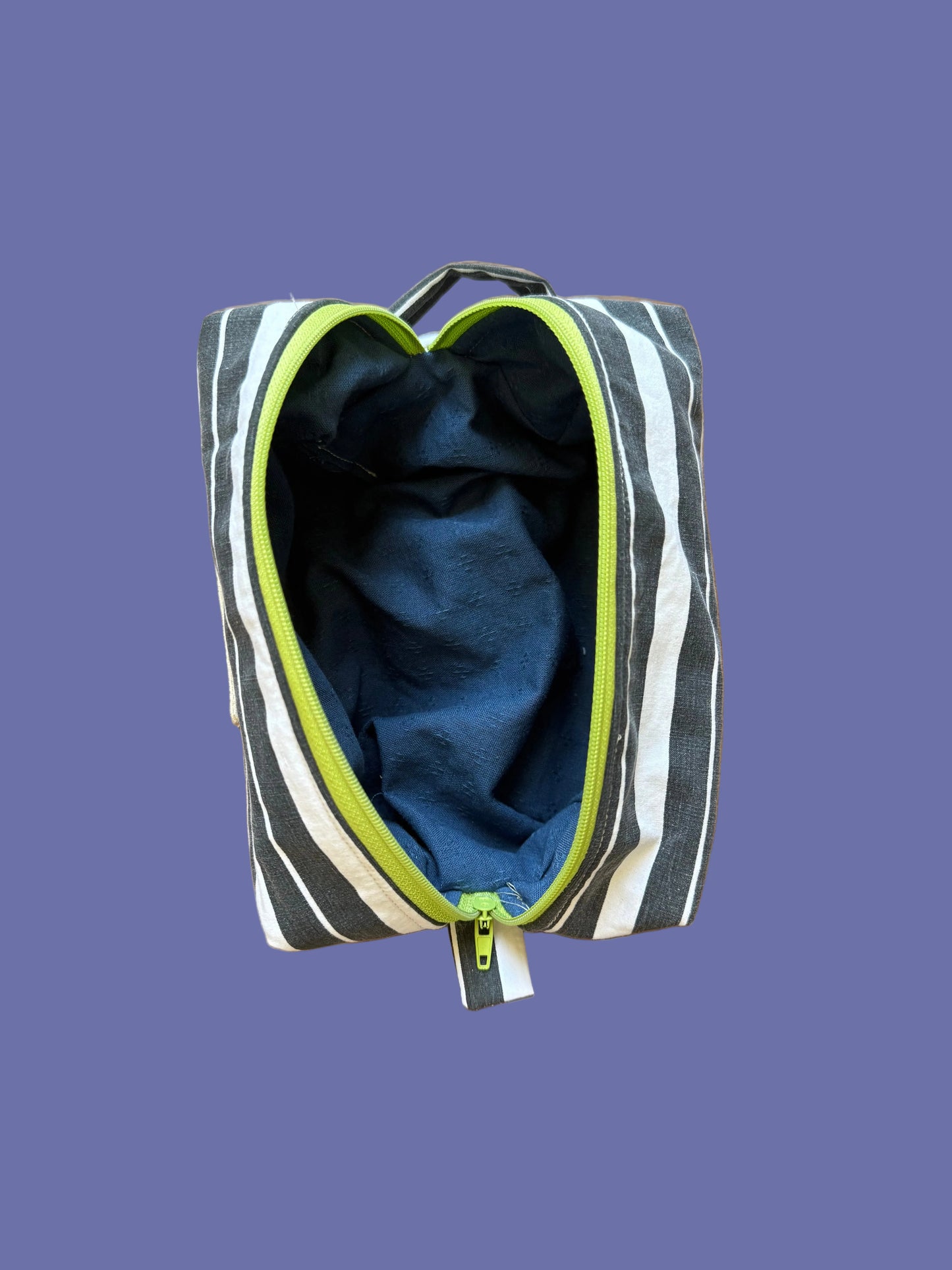 Striped Travel Bag (Green Zipper)