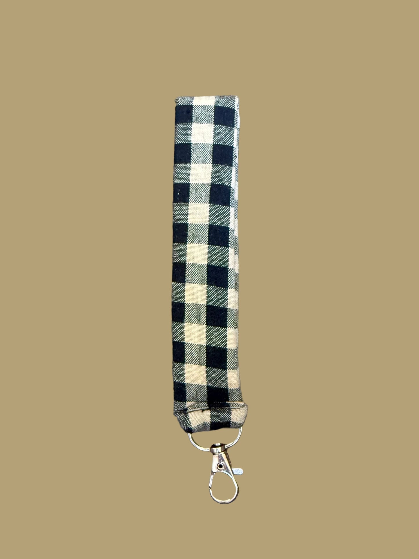 Tan and Black Gingham Keychain
