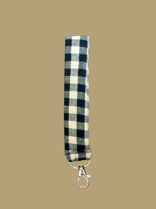 Tan and Black Gingham Keychain