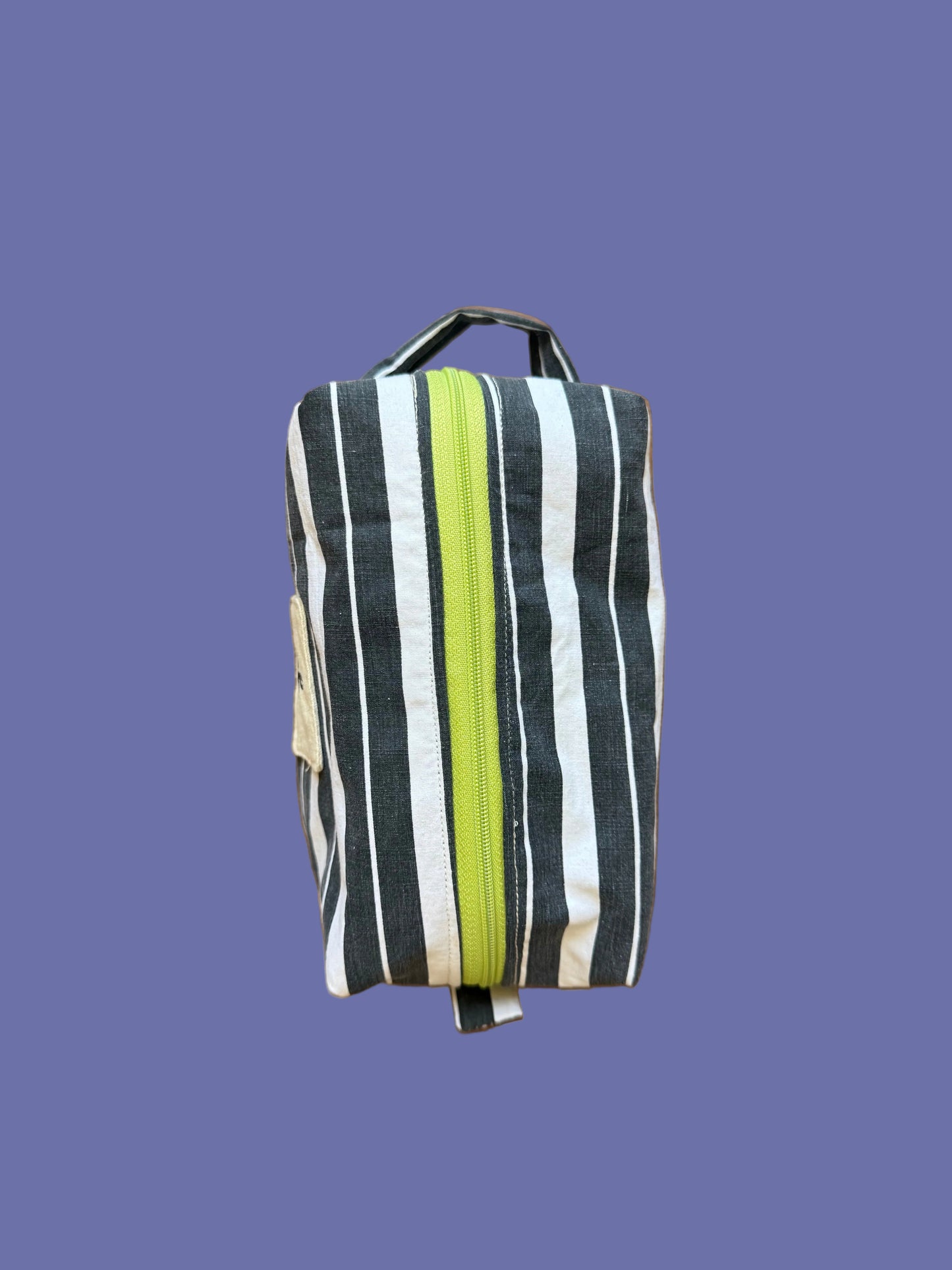Striped Travel Bag (Green Zipper)