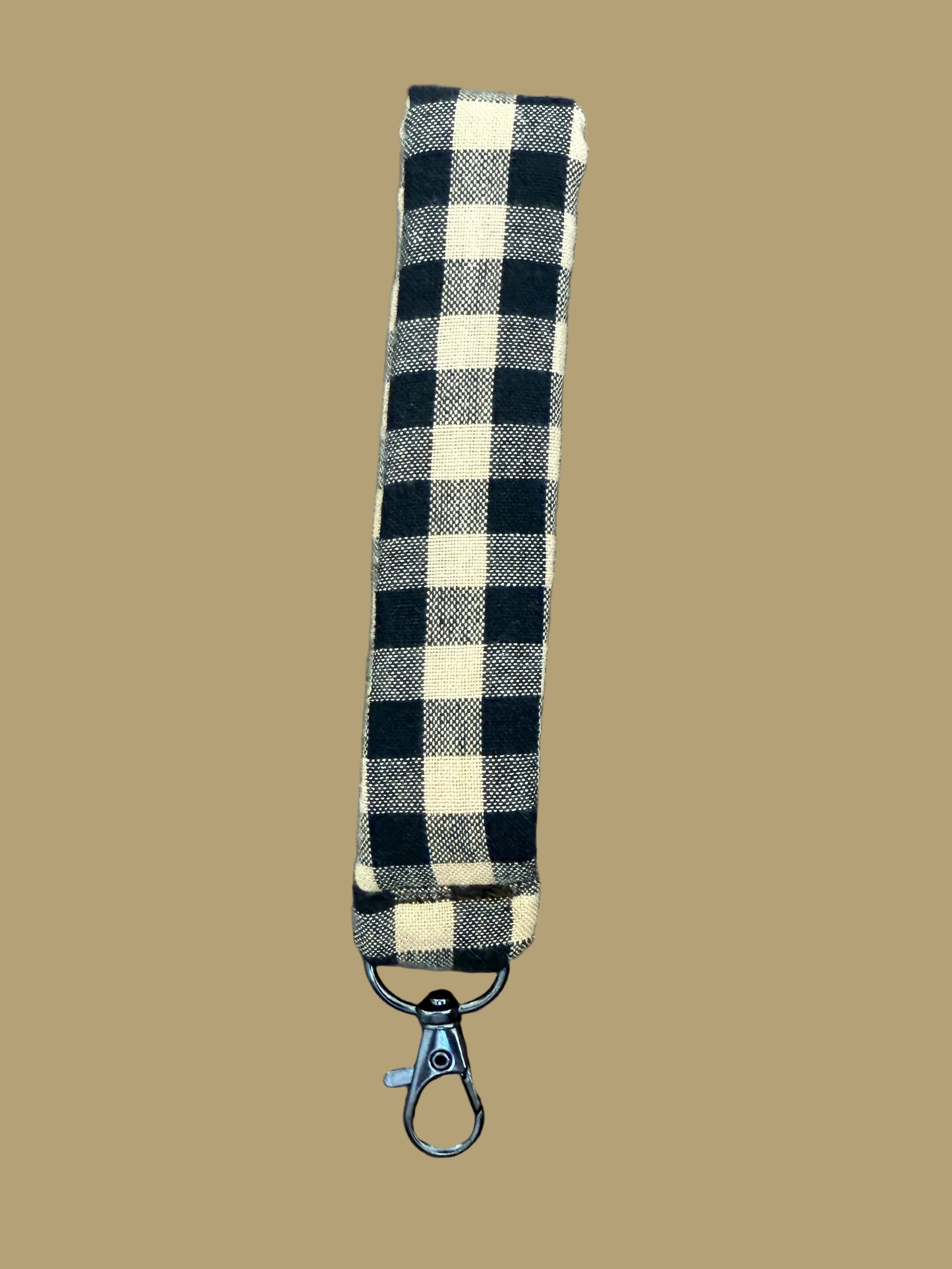 Tan and Black Gingham Keychain