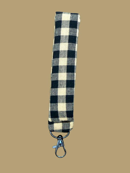 Tan and Black Gingham Keychain