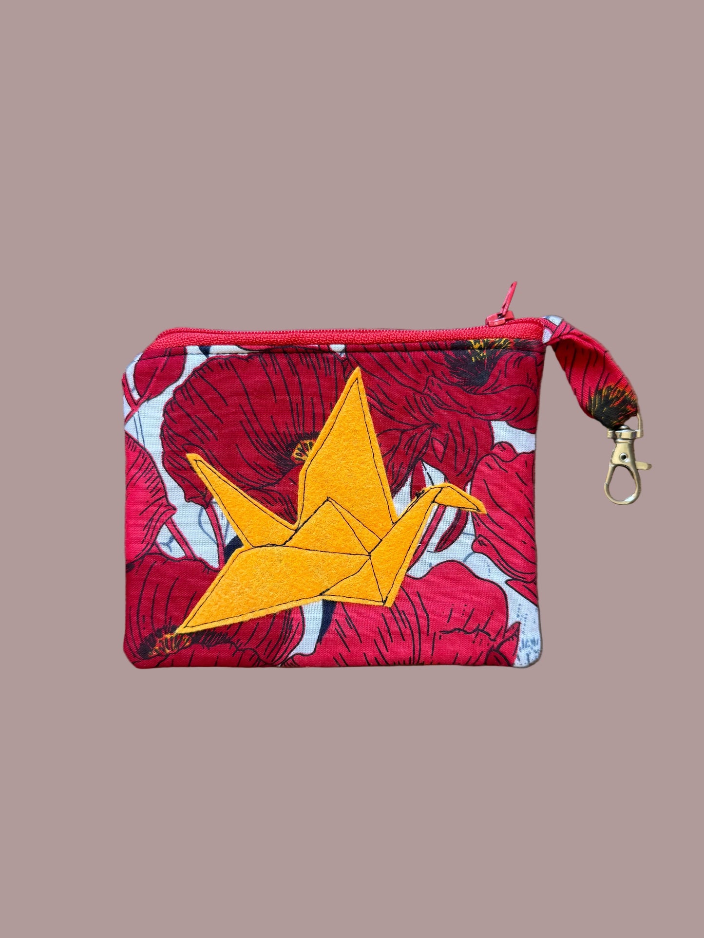 Orange Origami Crane Mini Bag Keychain