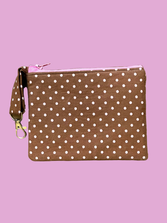 Polka Dot Mini Bag Keychain (Pink Zipper)