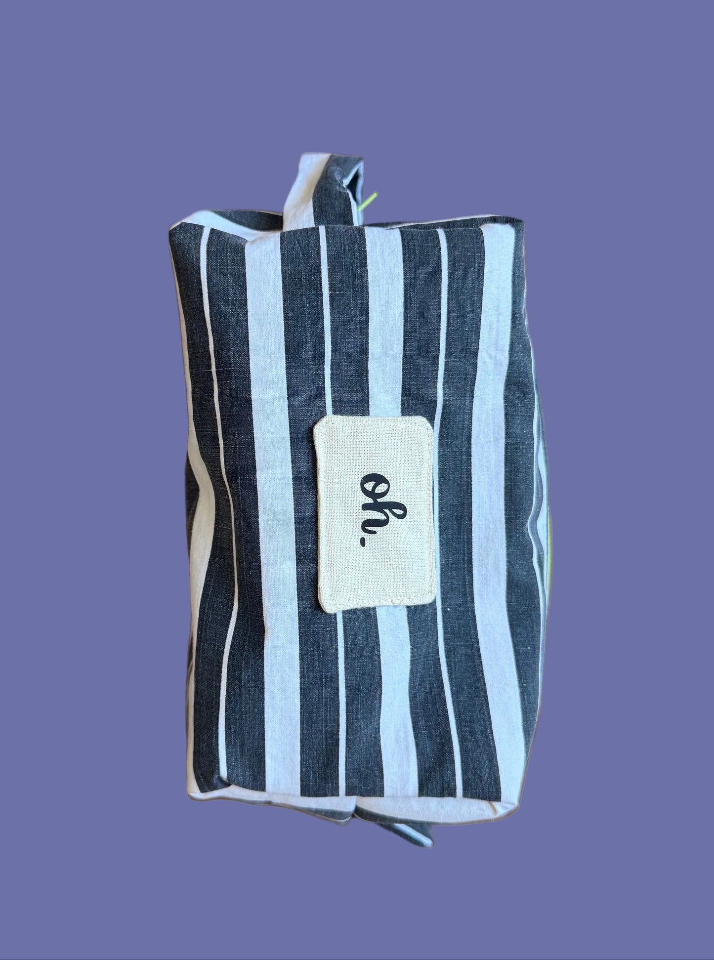 Striped Travel Bag (Green Zipper)