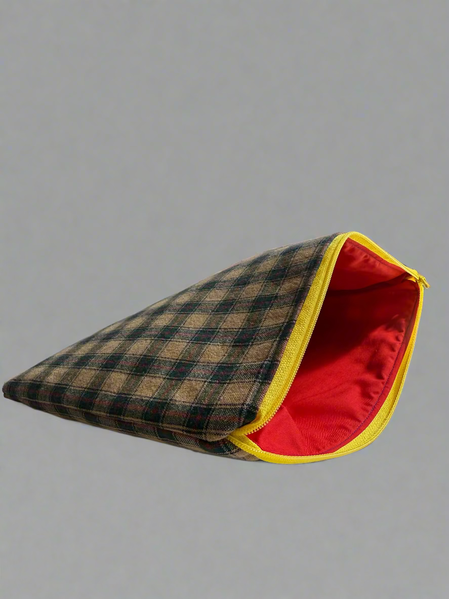 Plaid Pouch Yellow Zipper
