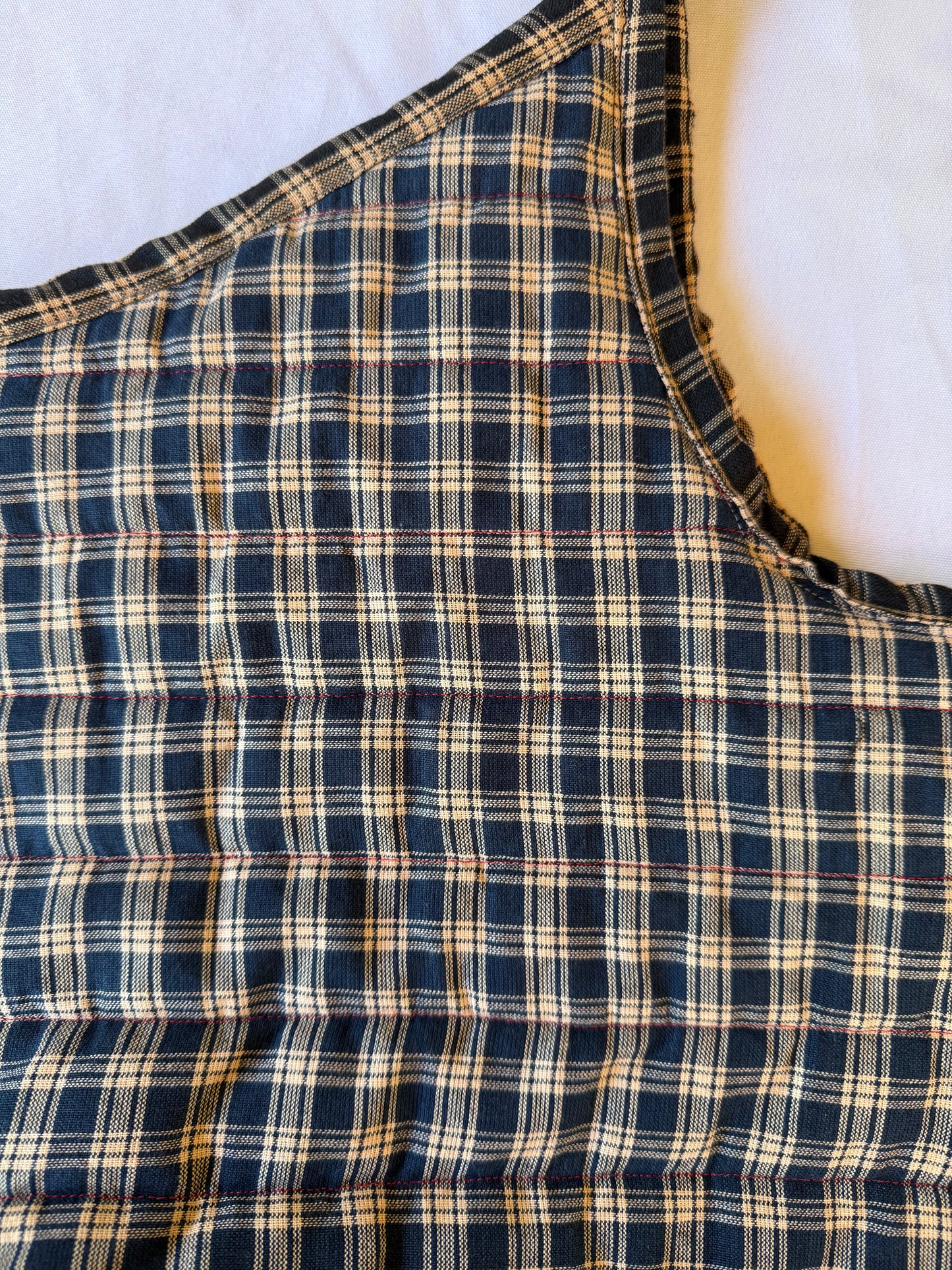 Navy Blue Plaid Quilted Tote Bag