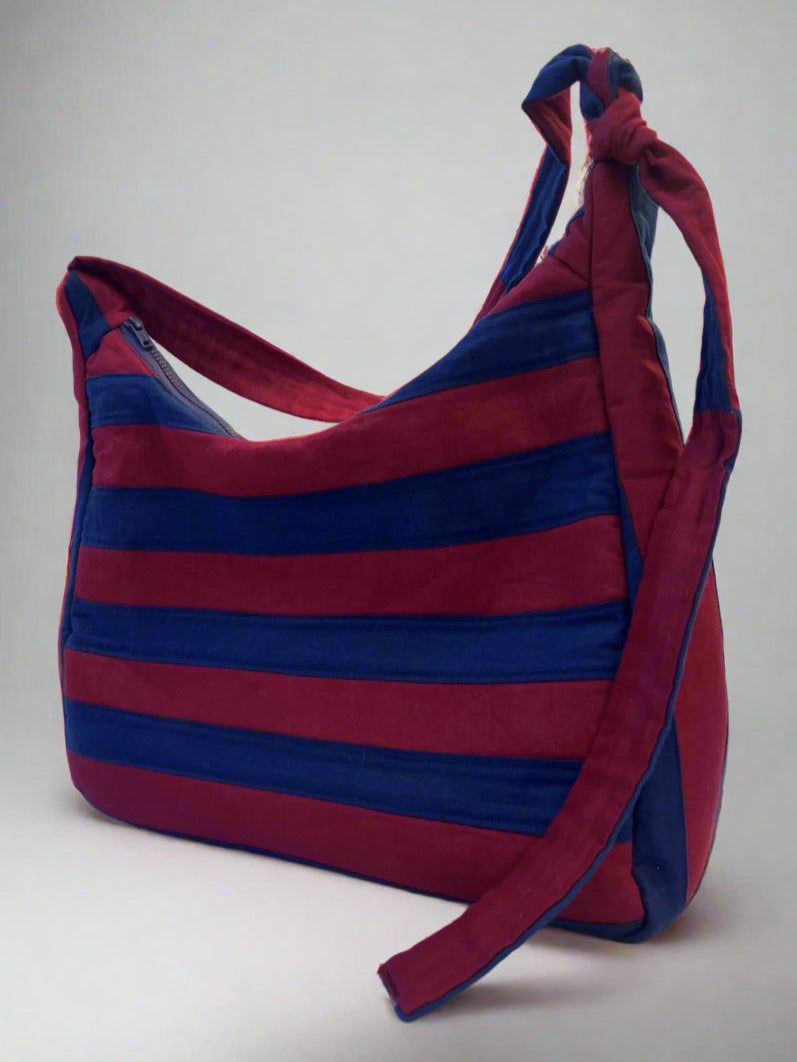 Maroon & Navy Blue Stripped Messenger