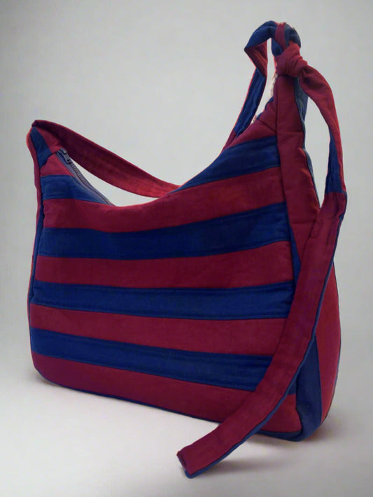 Maroon & Navy Blue Stripped Messenger